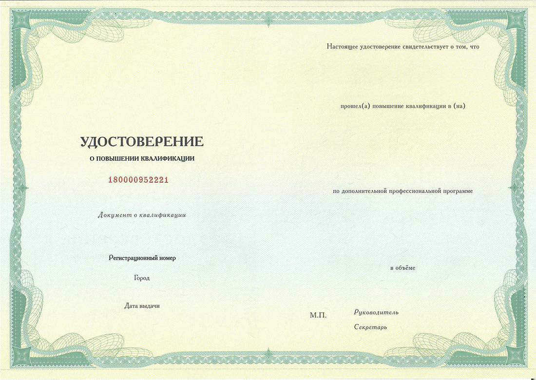 удостоверение о повышении квалификации по курсу Excel + «Google Таблицы» с нуля до PRO